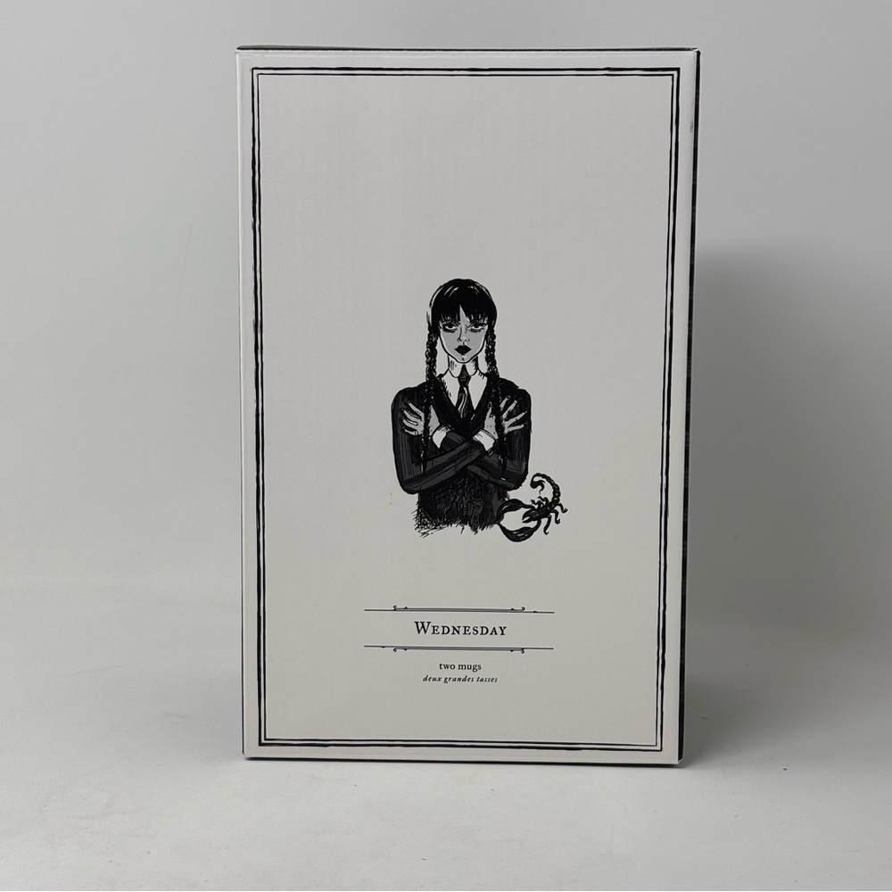 Pottery Barn Wednesday Addams Stoneware Decal Mugs NEW IN BOX Halloween - Picture 2 of 13